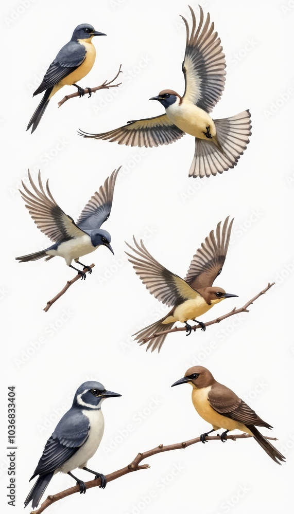 Obraz premium Watercolor Painting of Birds Representing Freedom