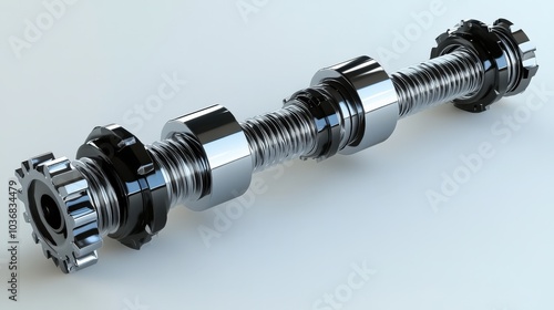 Spline. Mechanical Technology: Metal Shaft with Gears and Spline Teeth for Mill and Gearbox Repair