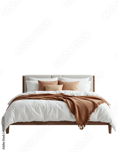 Stylish Bed with Cozy Pillows and Warm Blanket for Bedroom Decor