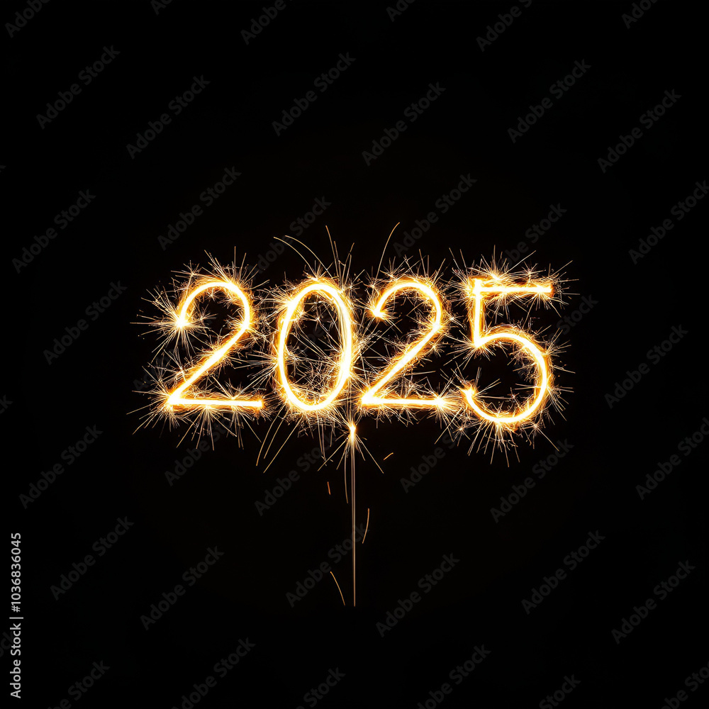 2025 new year sparks light in minimal style with empty background 2025 new year sparks light in minimal style with empty background