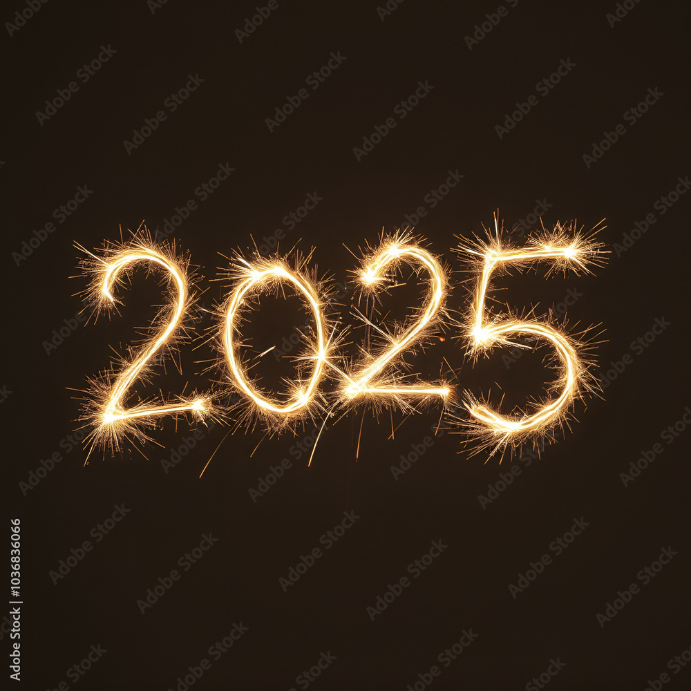 2025 new year sparks light in minimal style with empty background 2025 new year sparks light in minimal style with empty background