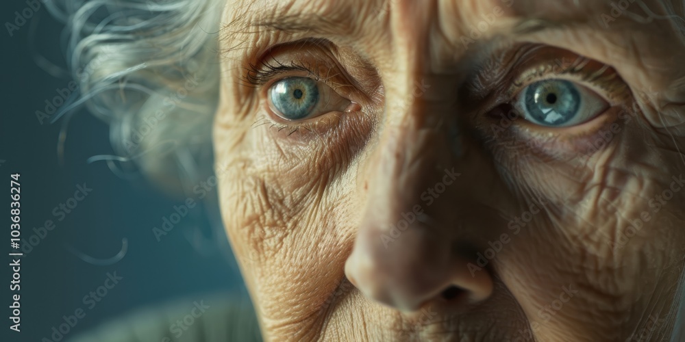 Elderly woman experiencing loneliness, anxiety, and depression in a retirement home, struggling with health fears and emotional distress Elderly woman experiencing loneliness, anxiety, and depression in a retirement home, struggling with health fears and emotional distress