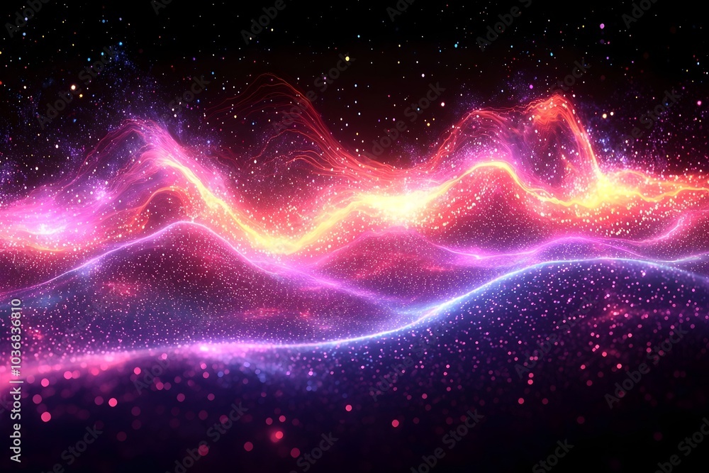 A vibrant abstract representation of cosmic waves, with swirling pink, purple, and blue hues evoking a sense of movement and energy in a digital landscape. A vibrant abstract representation of cosmic waves, with swirling pink, purple, and blue hues evoking a sense of movement and energy in a digital landscape.