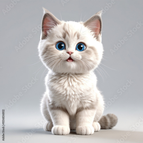 3D Rendered Ragdoll Cat with Graceful Stance