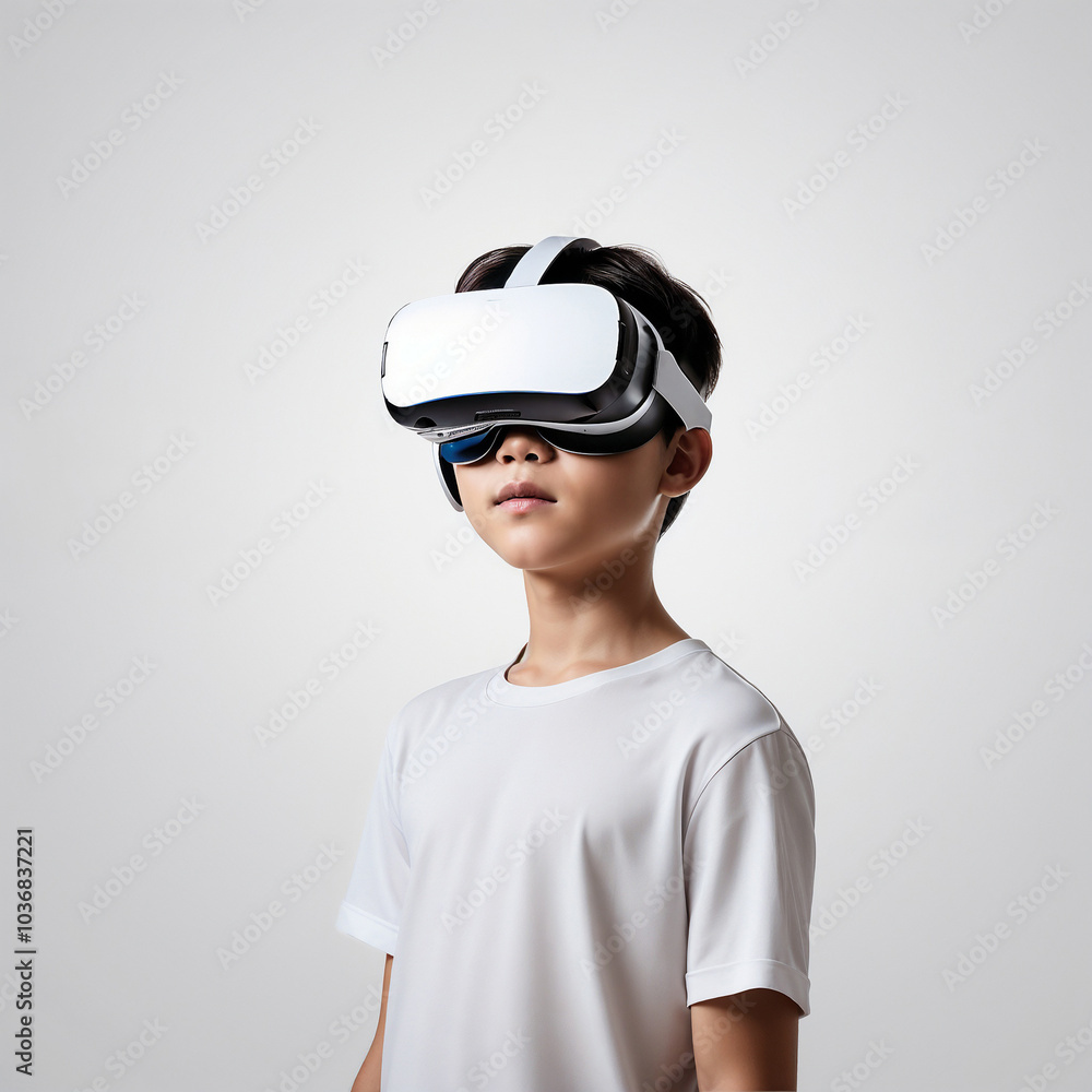 a modern Boy wearing a VR headset a modern Boy wearing a VR headset