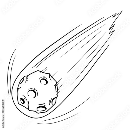 隕石の白黒イラスト