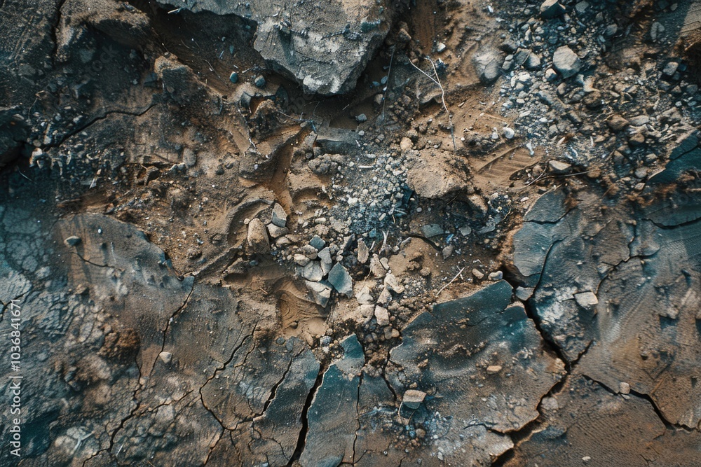 Close-up shot of rocks and dirt on a surface, great for use in environmental or scientific contexts Close-up shot of rocks and dirt on a surface, great for use in environmental or scientific contexts