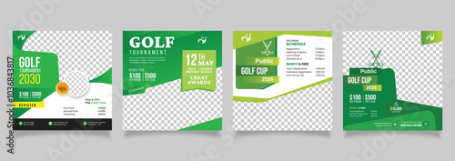 golf tournament social media banner template, golf championship league sport event instagram post