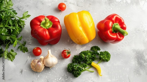 A white table with vegetables on the right side