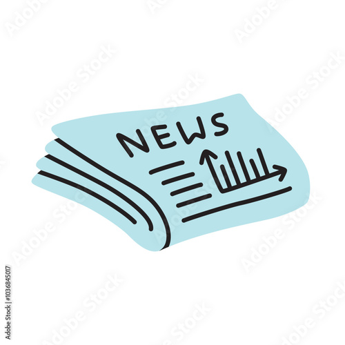 Doodle newspaper icon or logo, hand drawn in modern style. PNG isolated on transparent background and vector illustration