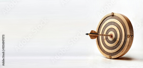 dart hitting target isolated on white background