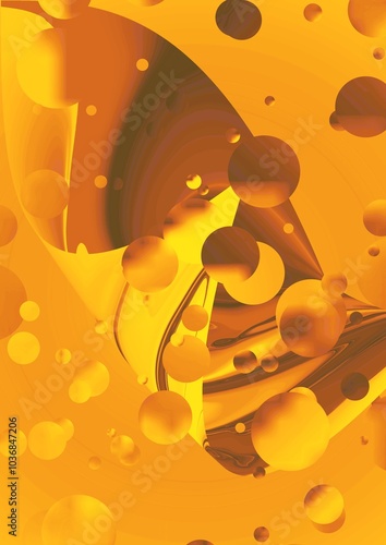 Gold flower with bubble background,  ideal for poster, walpaper, short video, etc