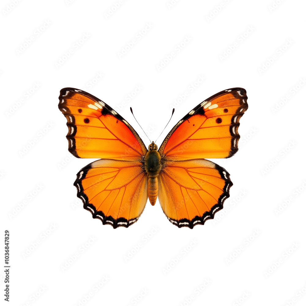 Vibrant Orange Butterfly with Intricate Patterns on Wings Vibrant Orange Butterfly with Intricate Patterns on Wings