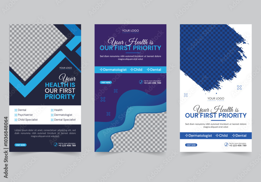 Medical health dental care story, Digital marketing social media post business webinar for social media story, stories or banner template Medical health dental care story, Digital marketing social media post business webinar for social media story, stories or banner template