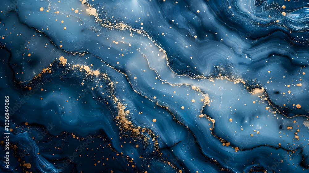 Fototapeta premium Abstract Blue and Gold Marble Background