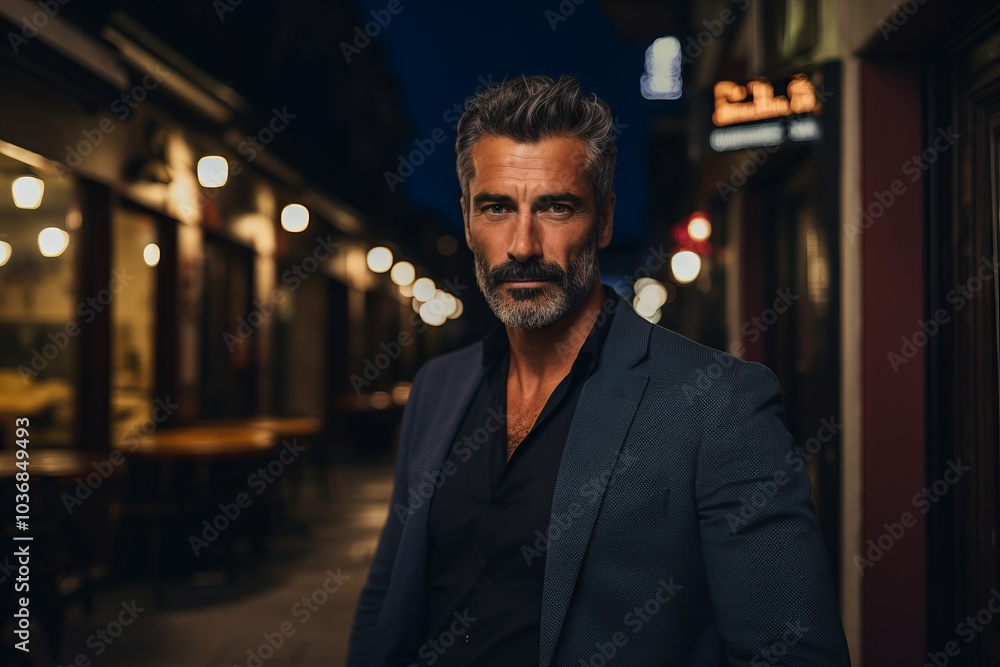 Portrait of a handsome mature man in a suit on a city street. Portrait of a handsome mature man in a suit on a city street.