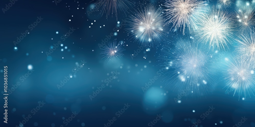 Festive Fireworks with Blue Background Festive Fireworks with Blue Background