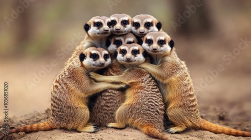 A Group of Meerkats Hugging Each Other