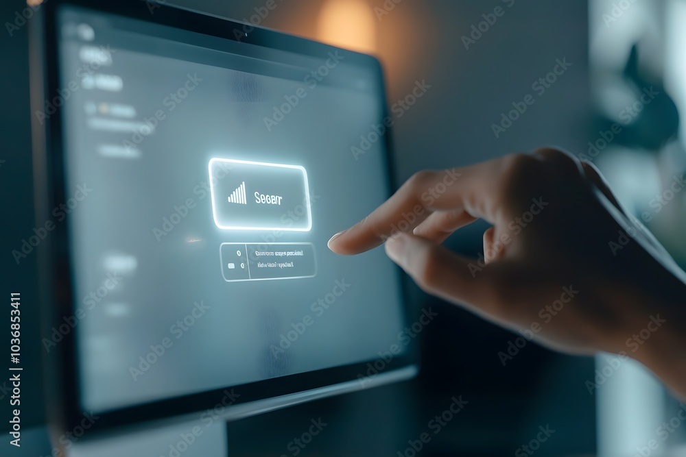 Hand Interacting with a Computer Screen Displaying a Hand Interacting with a Computer Screen Displaying a