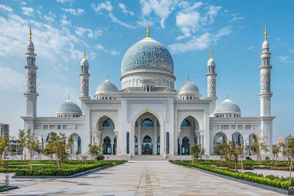 Obraz premium Beautiful mosque as a place of worship for Muslims created with Generative AI