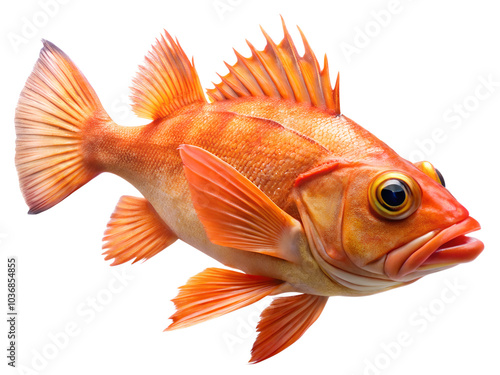 Orange Roughy (fish) swimming, isolated on a transparent background photo