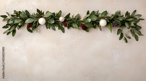 Christmas Garland with Eucalyptus and Pine Cones
