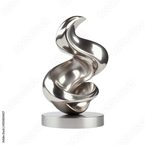 Abstract Metallic Sculpture with Smooth Curves and Swirls.