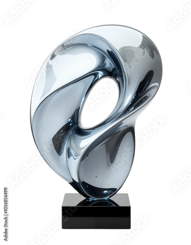 Abstract Modern Sculpture with Curvilinear Forms and Shiny Finish
