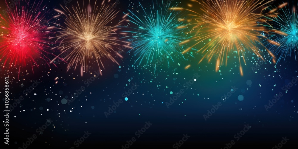 Vibrant Fireworks Display in Night Sky Vibrant Fireworks Display in Night Sky