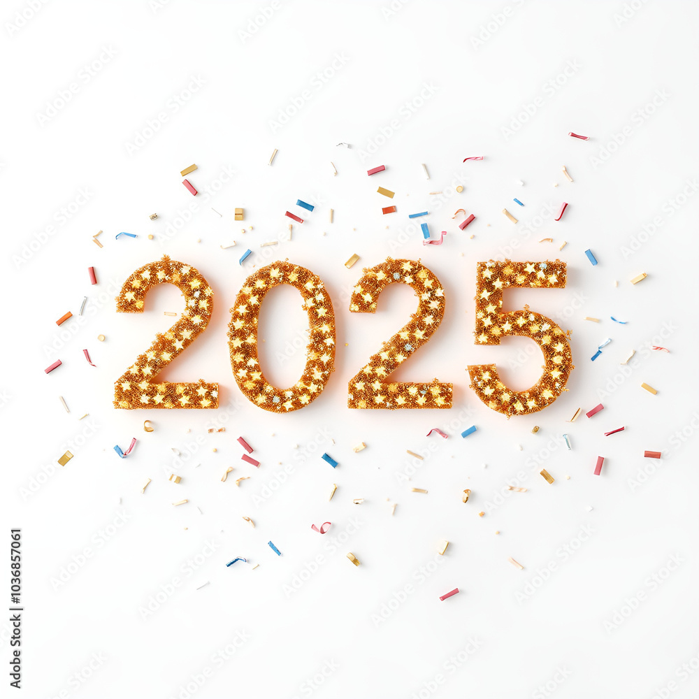 2025 new year confetti in minimal style with empty background 2025 new year confetti in minimal style with empty background