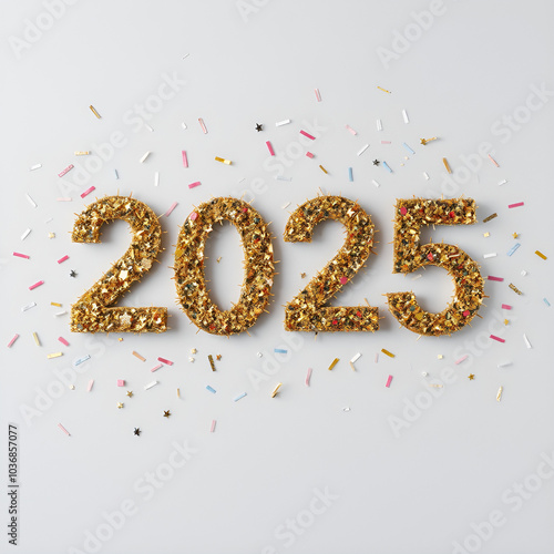 Wallpaper Mural 2025 new year confetti in minimal style with empty background Torontodigital.ca