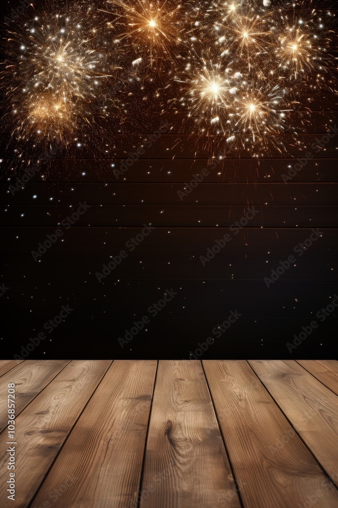 Sparkling Fireworks Against Dark Background Sparkling Fireworks Against Dark Background