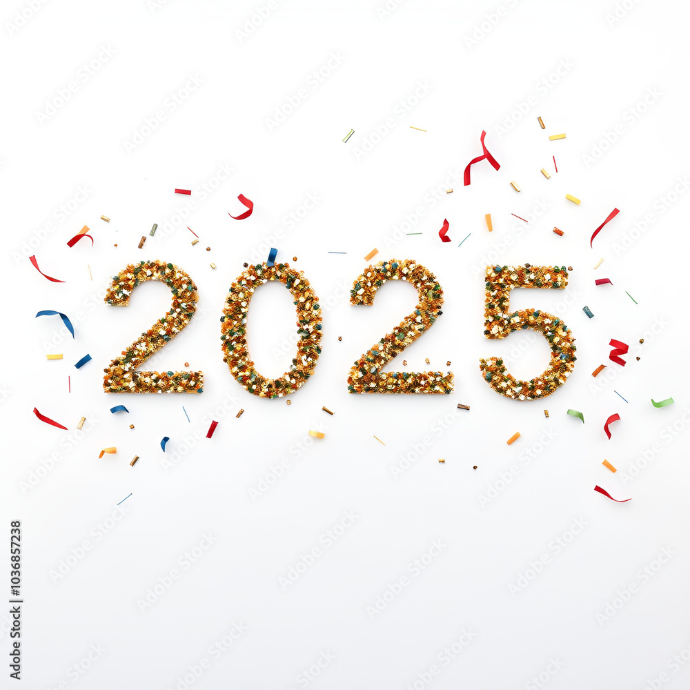 2025 new year confetti in minimal style with empty background 2025 new year confetti in minimal style with empty background