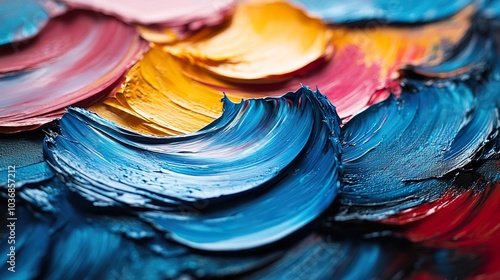 Close-up View of Abstract Brush Strokes on Canvas, Ideal for Art & Design Projects