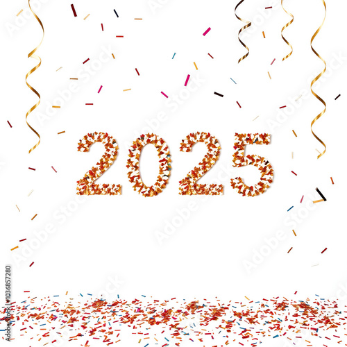 Wallpaper Mural 2025 new year confetti in minimal style with empty background Torontodigital.ca