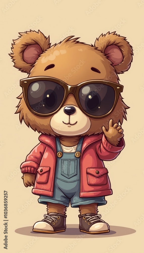 Naklejka premium cute bear doll taking selfie