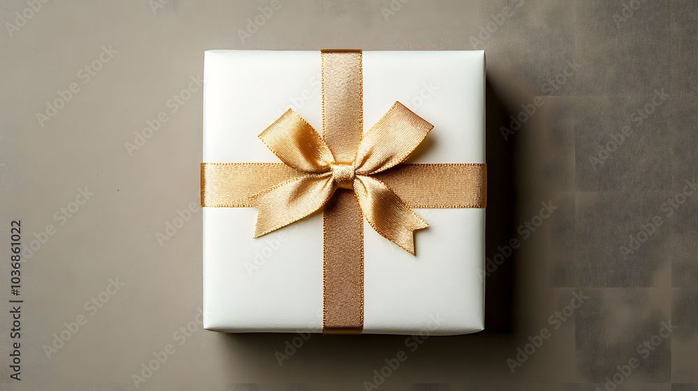 Elegant Gift Box with Gold Ribbon: A Perfect Present Elegant Gift Box with Gold Ribbon: A Perfect Present