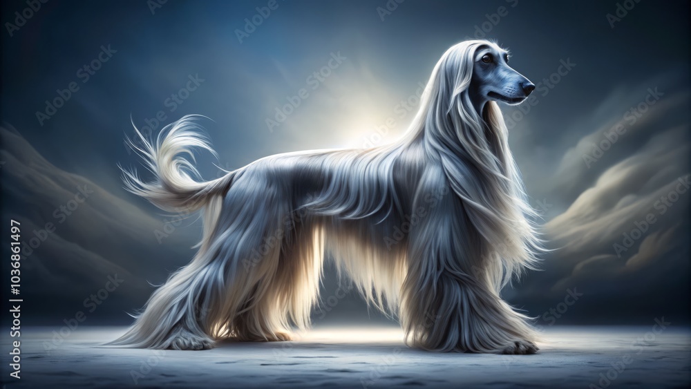 Majestic Afghan Hound Silhouette with Flowing Coat Against Pristine White Background - Elegant Dog Photography, Silhouette Art, Dog Portraits, Pet Photography, Canine Beauty, Afghan Hound Majestic Afghan Hound Silhouette with Flowing Coat Against Pristine White Background - Elegant Dog Photography, Silhouette Art, Dog Portraits, Pet Photography, Canine Beauty, Afghan Hound