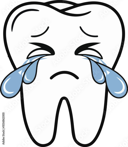 Sad little tooth. Tooth affected by caries.