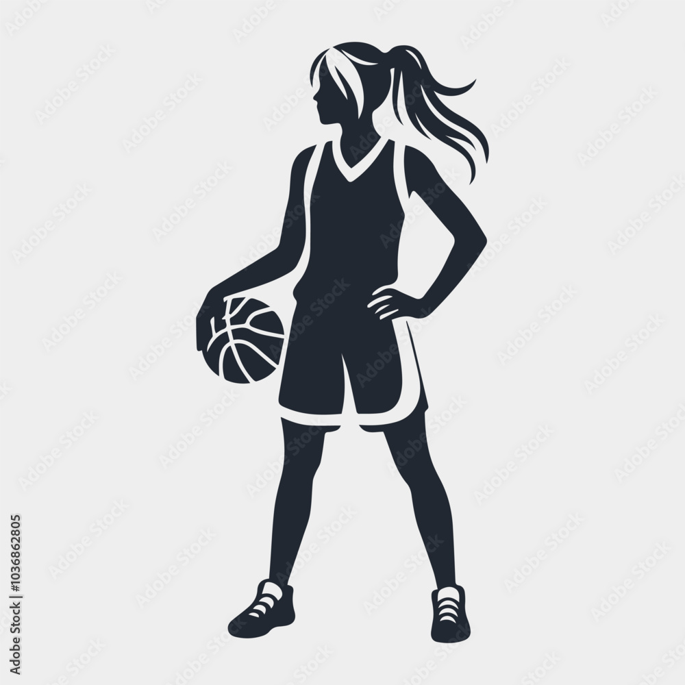 a basketball athlete silhouette, white black, simple vector, white background a basketball athlete silhouette, white black, simple vector, white background