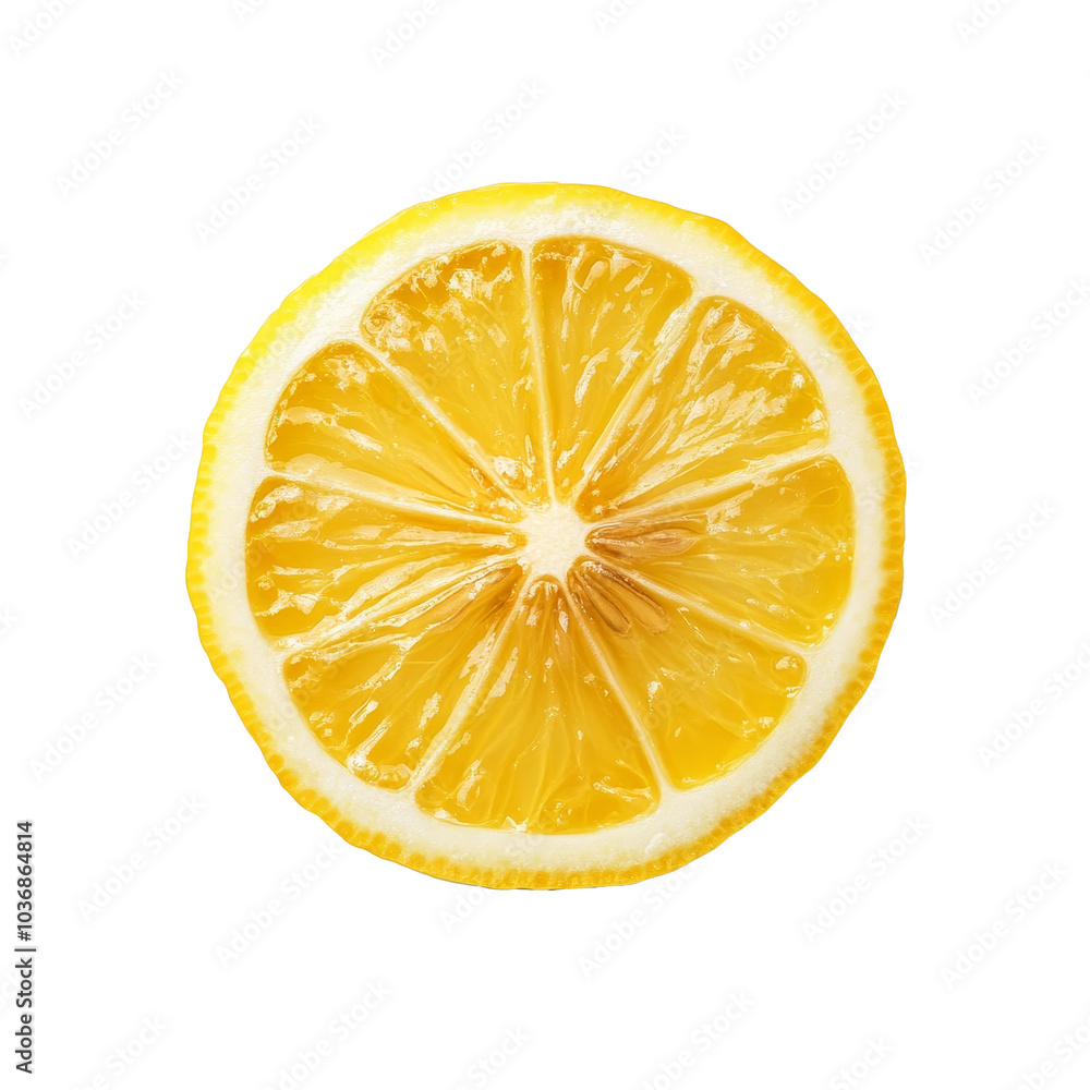 A fresh slice of lemon showcases vibrant yellow color against a clean transparent background, perfect for culinary use, slice of lemon citrus fruit on transparent background A fresh slice of lemon showcases vibrant yellow color against a clean transparent background, perfect for culinary use, slice of lemon citrus fruit on transparent background