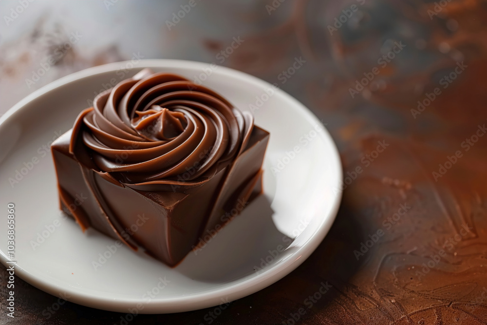 A chocolate swirl fudge on a white plate. (Generative AI) A chocolate swirl fudge on a white plate. (Generative AI)