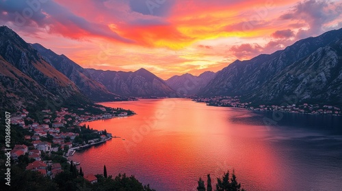 Breathtaking Sunset View of Kotor Bay in Montenegro