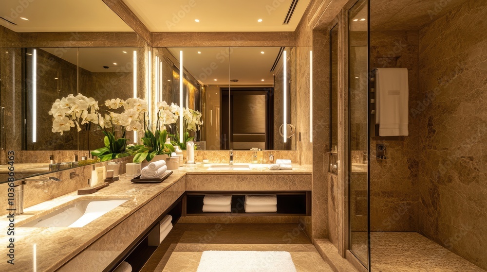 Elegant Modern Bathroom Design with Plants and Decor Elegant Modern Bathroom Design with Plants and Decor