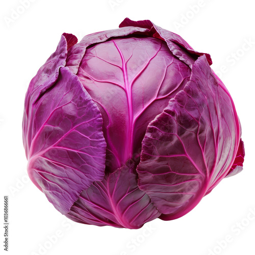 Fresh red cabbage on a clean transparent background showcasing vibrant color and texture for culinary inspiration, Red cabbage on transparent background photo