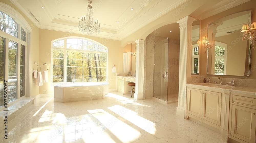Obraz premium Spacious and Elegant Bathroom with Natural Light