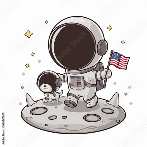 cartoon astronaut and ufo photo