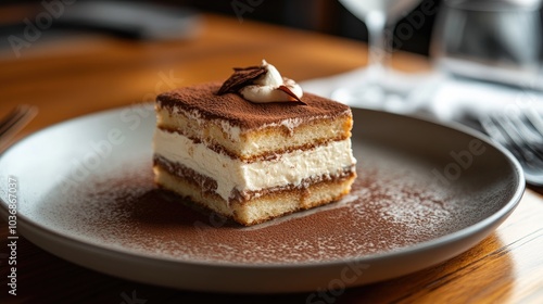 Delicious Tiramisu on Elegant Plate