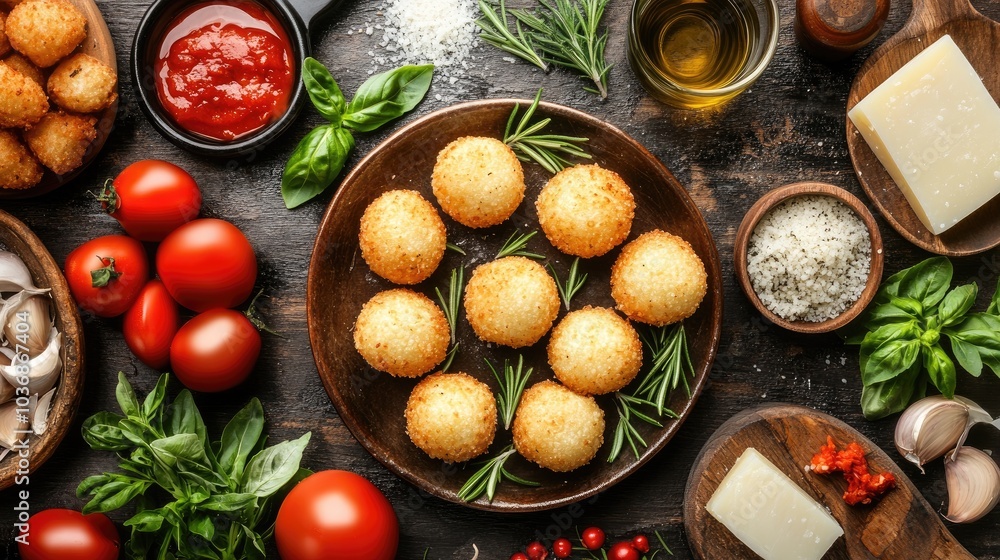 Rustic Arancini Served with Fresh Ingredients Rustic Arancini Served with Fresh Ingredients