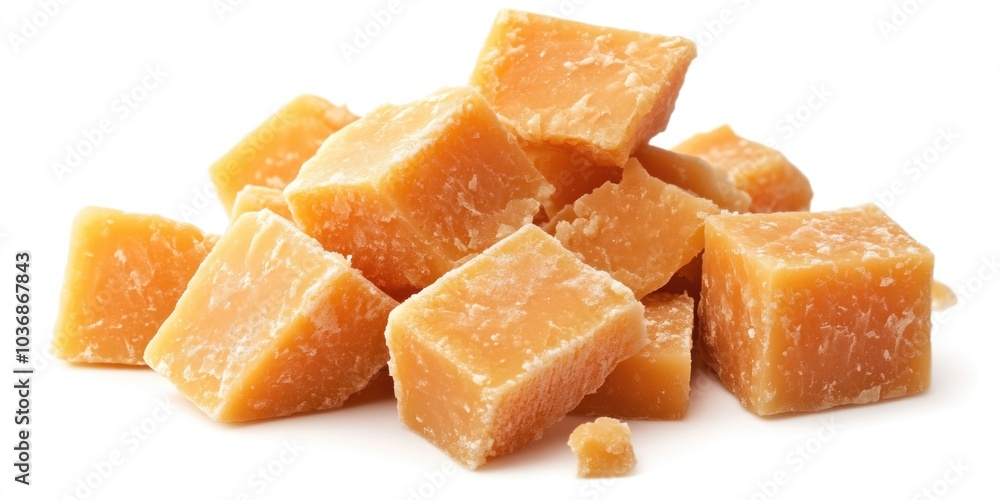 A pile of fresh, creamy caramels waiting to be savored. A pile of fresh, creamy caramels waiting to be savored.